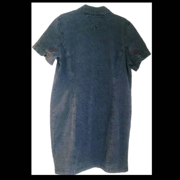 Vintage Tommy Hilfiger Blue Jean Denim Snap Front Womens Shirt Dress Size 18 1X - Picture 2 of 9